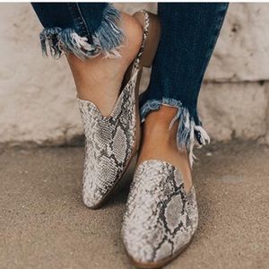 New Snakeskin Mules